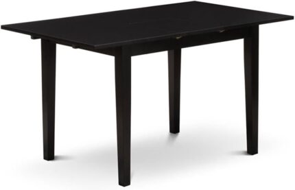 Kitchen Table - a Rectangle Dining Table Top with Butterfly Leaf, 32x54 Inch, Black