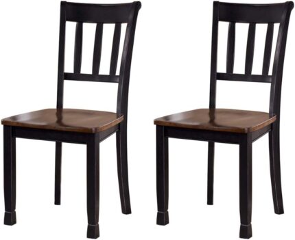Modern Dining Room Side Chair, Set of 2, Black and Brown