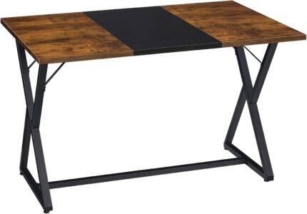 47''Dining Table, Kitchen Dining Table for 4, Wooden Kitchen&Dining Room Table, Industrial Style Table, Rectangular Dining Table for Home, Kitchen, Office, Rustic Brown and Black