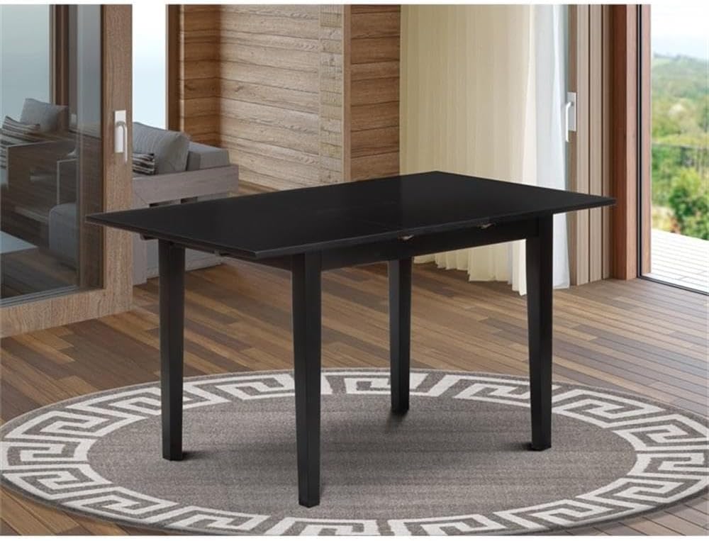 Kitchen Table - a Rectangle Dining Table Top with Butterfly Leaf, 32x54 Inch, Black - Image 2