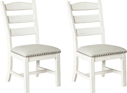 Vintage Cushioned Dining Chair, 2 Count, Whitewash