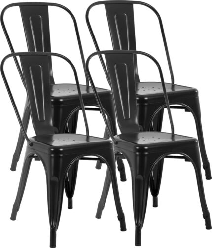 Metal Dining Chairs Set Of 4 Indoor Outdoor Chairs Patio Chairs Kitchen Metal Chairs 18 Inch Seat Height Restaurant Chair Metal Stackable Chair  Side Bar Chairs 330LBS Weight Capacity