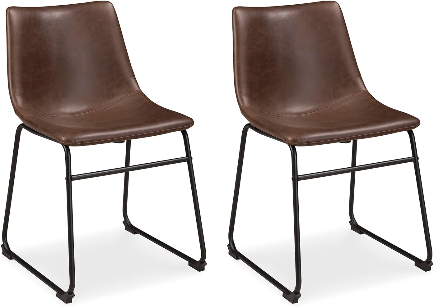 18.75" Dining Bucket Chair, 2 Count, Black and Brown