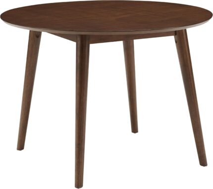 Modern Round Wood Dining Table, Mahogany
