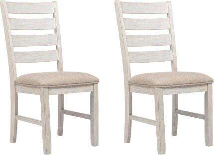 Modern Dining Room Chair, 2 Count, Whitewash