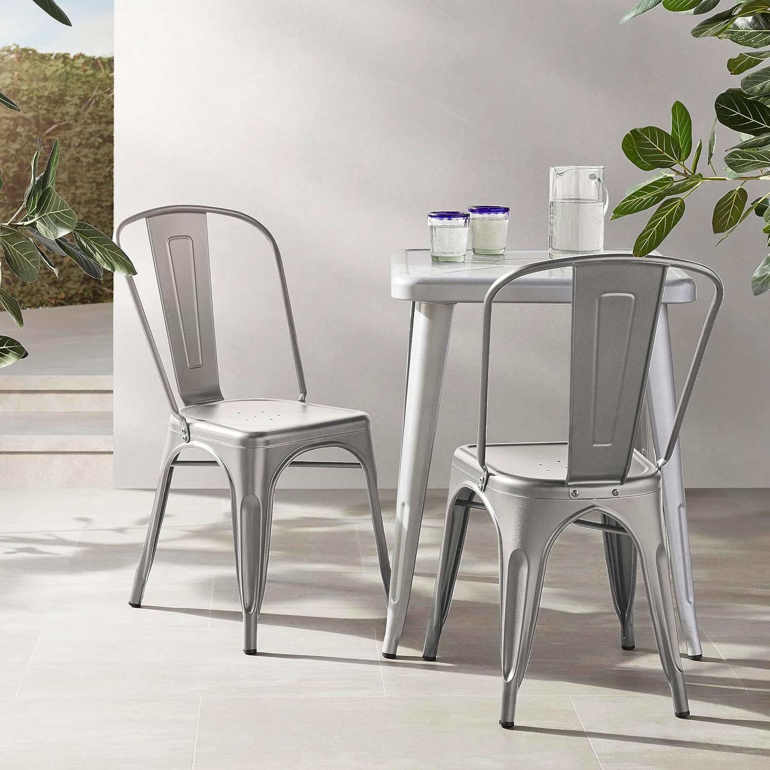 Metal Dining Chairs, Dark Grey, 1 Count (Pack of 4) - Image 2