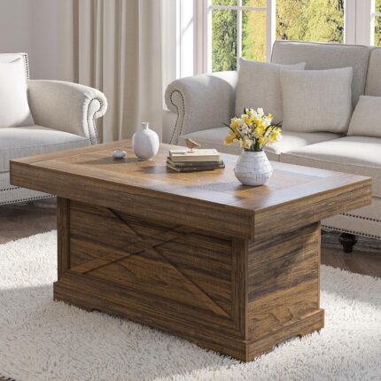 Coffee Table for Living Room Wood Style Center Table 39 inch Rectangle Rustic Cocktail Table, Easy Assembly Home Office Accent Coffee Tables, Walnut