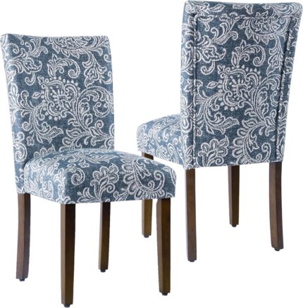 Classic  Dining Chair -Denim Jacobean Print (Set of 2)